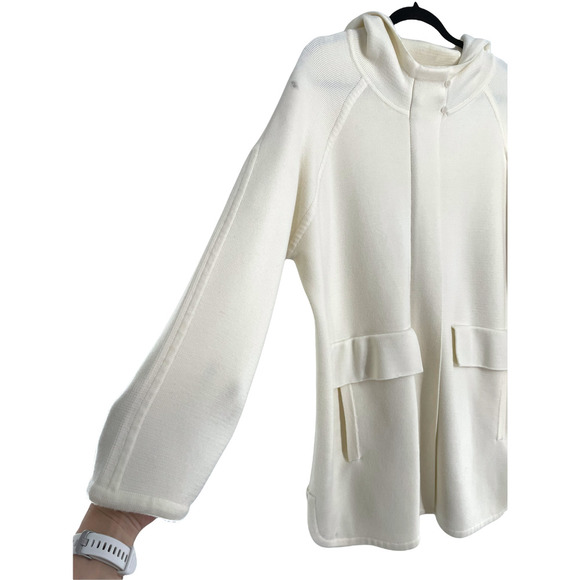 MAX MARA $1690 RETAIL OFF WHITE KNIT WOOL FESTOSO COAT - Picture 6 of 12